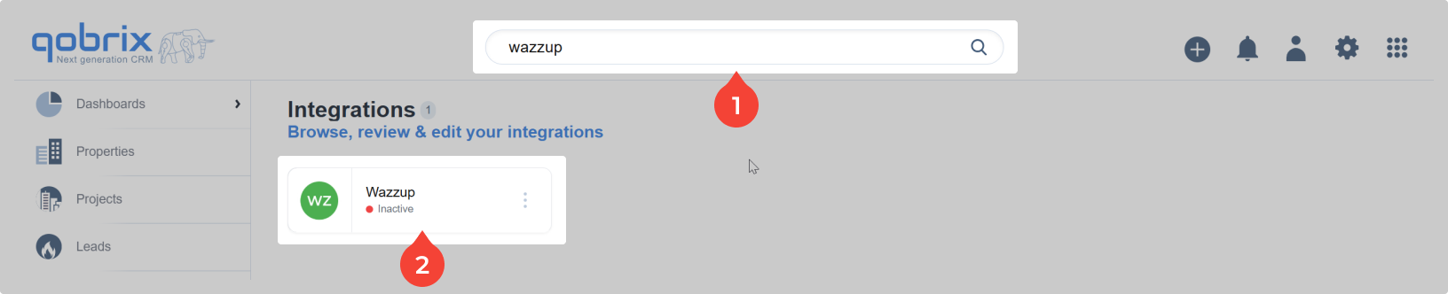 Qobrix Search Wazzup