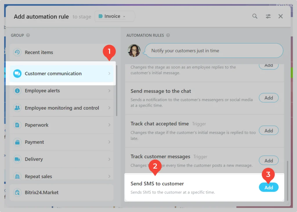 Automation Rule Send Sms