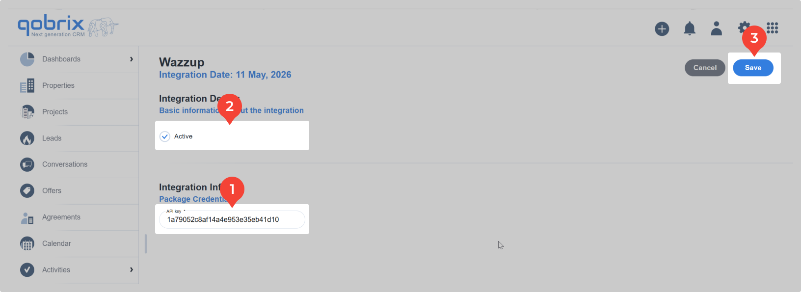 Qobrix Integration Settings