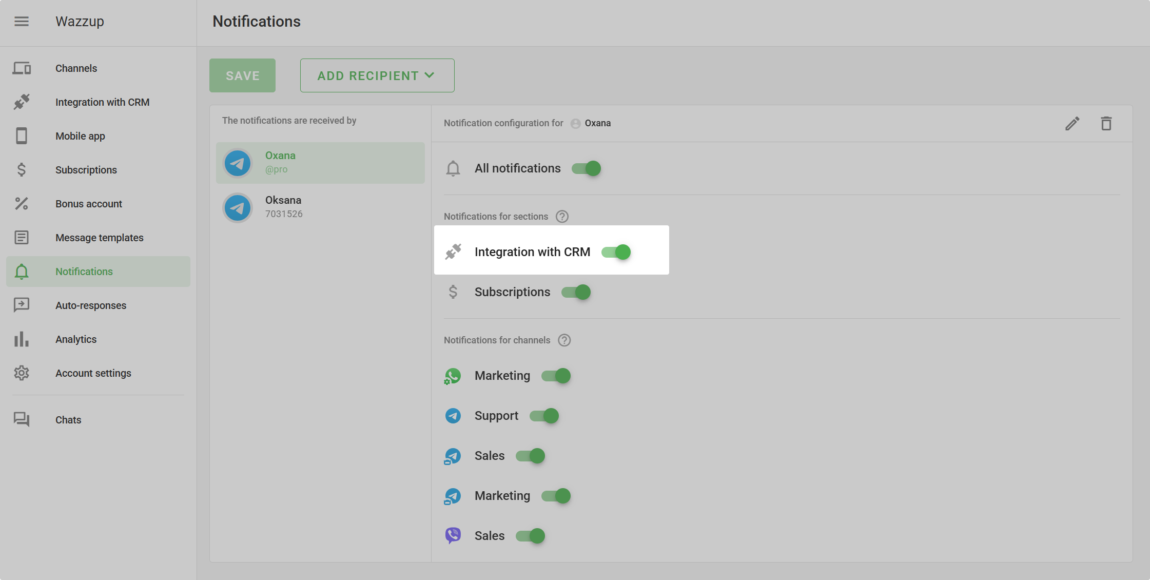 Notifications Integration
