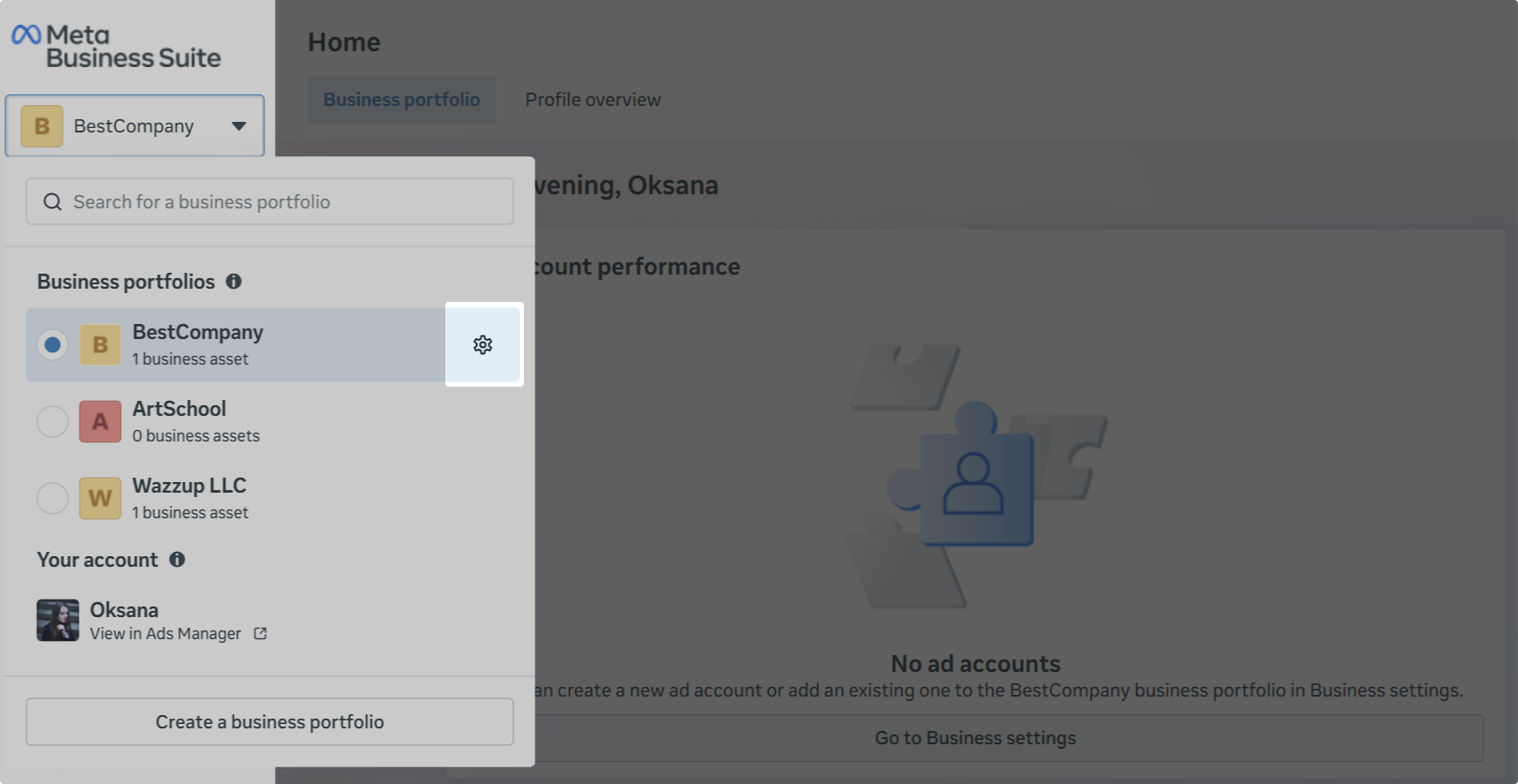 Settings button