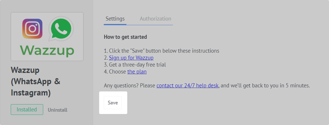 Save Button Kommo