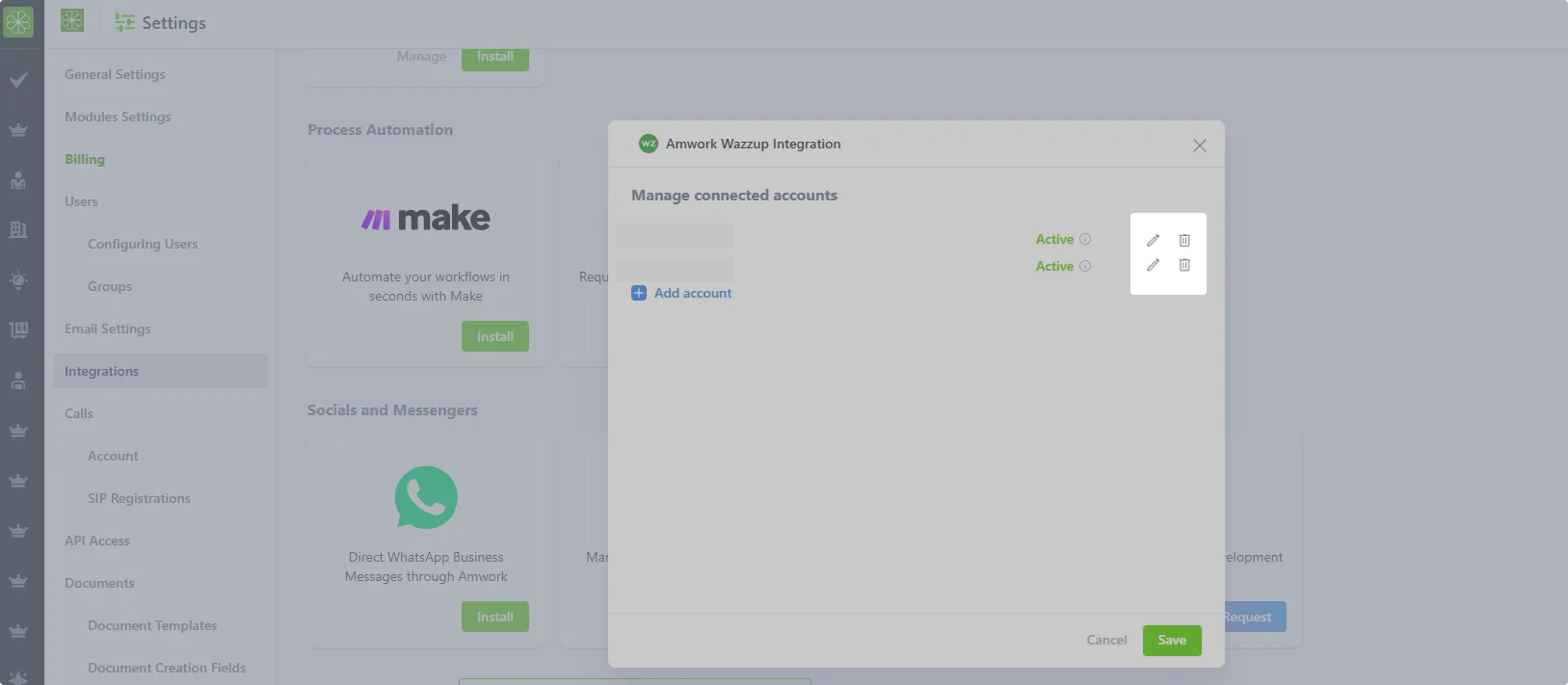 Amwork Manage Integration
